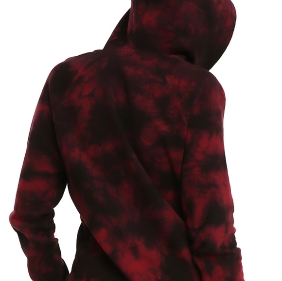 !!SOLD!! Hot Topic Red & Black Tie-Dye Lace-Up Hoodie 2x - Picture 3 of 12